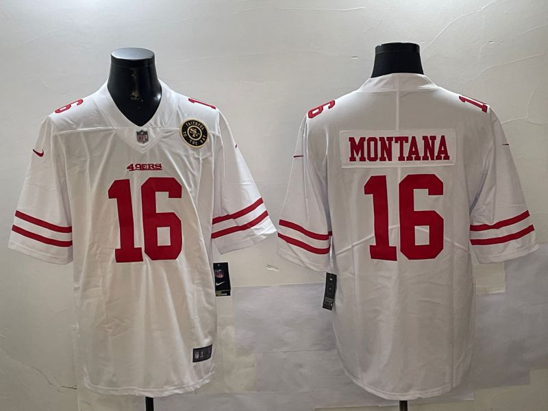 Men San Francisco 49ers #16 Montana White Second generation 2024 Nike Limited NFL Jersey style 01082->san francisco 49ers->NFL Jersey